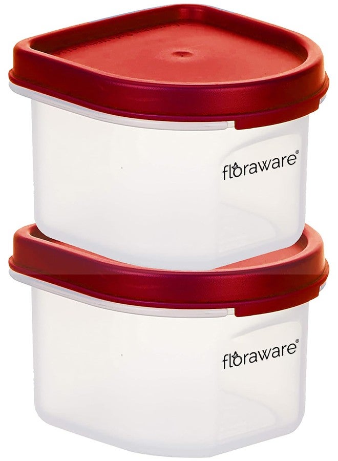 Floraware BPAFree ModularAirtight StackablePlastic StorageContainers with Red Lids for Multistorage likeGrains,Spices,Snacks,Tea,Coffee,Cereals,Dry Fruits,salt,Pulses KitchenOrganizer 280ml pack of 2 - Image 1